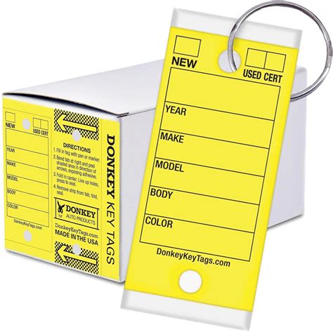 laminated self-protecting 250 tags per box with metal rings yellow|Genuine Versa.